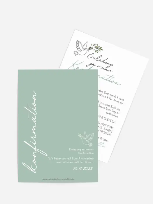 Einladungskarte Konfirmation Vogel des Friedens